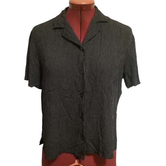 Style & Co. Tops - 3/$30 Style & Co Black & White Checked Flowy Button Down Blouse T-Shirt, Size 8